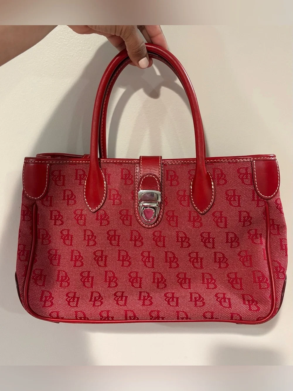 Vintage Red Dooney & Bourke Monogram Satchel